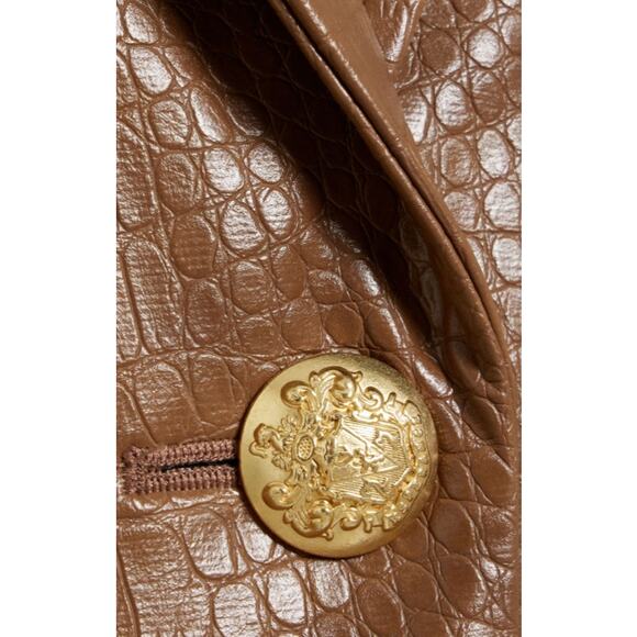 Veronica Beard Lawrence Croc Embossed Faux Leather Dickey Jacket New with Tags - Picture 3 of 8